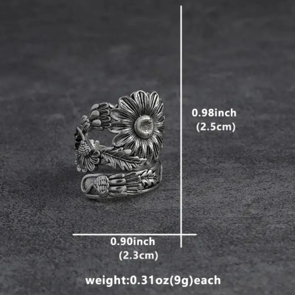 💥Sunflower Spoon Ring Silver Plated